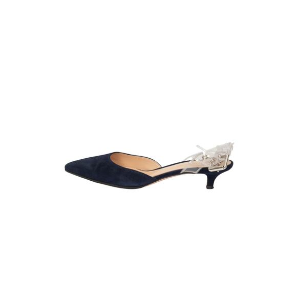 Gianvito Rossi Shoes - GIANVITO ROSSI Blue Suede Glyn PVC Ankle Strap Pumps Size 36.5